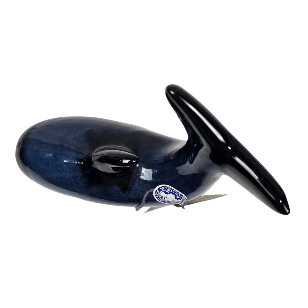 Blue Mountain Pottery Orca Whale Figurine Blue Drip Glaze Made in Canada 201 - Picture 7 of 11